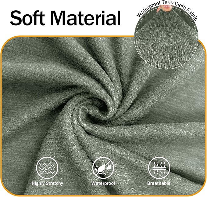 Waterproof Stretch Spandex Chair Sofa Slipcover - Non-Slip Soft Couch Cover with Elastic Bottom, Washable Leakproof Furniture Protector for Kids, Pets, Dogs & Cats (Chair, Green)