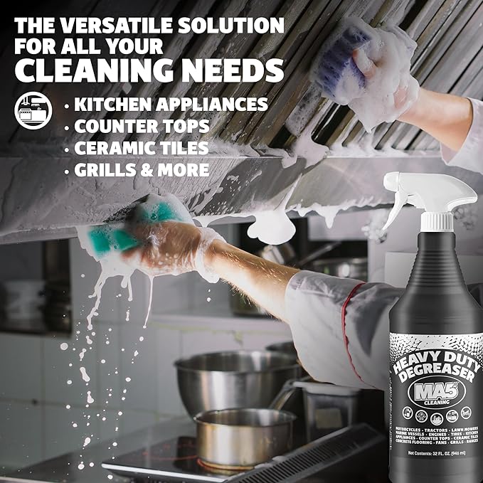 MA5x Heavy Duty Degreaser Cleaner | Indoor and Outdoor Formula | Commercial, Residential, Kitchen, Automotive and Equipment Degreaser and Cleaner | 32oz Spray Bottle | Pack of 1