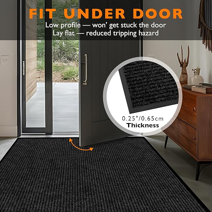 Custom Size Extra Large Front Door Mat, 2FT x 40FT Indoor Outdoor Entrance Commercial Floor Mat, Heavy Duty Dirt Trapper Doormat for Entryway Welcome Mat, Low Profile, Non-Slip, Waterproof