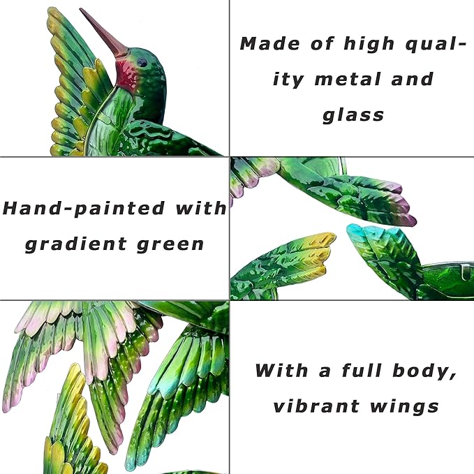 Voumsil Metal Hummingbird Wall Art Outdoor Hummingbird Decor Metal Fence Decorative Hummingbird Wall Hanging Decor Hand-made for Bird Bedroom Garden Patio Porch Fence 10 Inch…