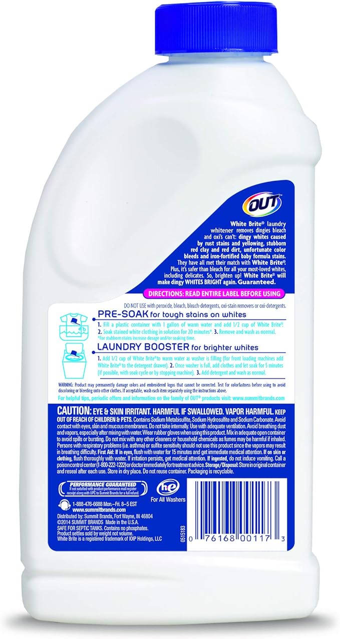 OUT White Brite Laundry Whitener and Multipurpose Rust Stain Remover Powder