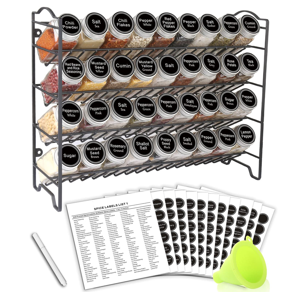 SWOMMOLY Spice Rack Organizer with 36 Spice Jars 4 oz, 396 - Image 1