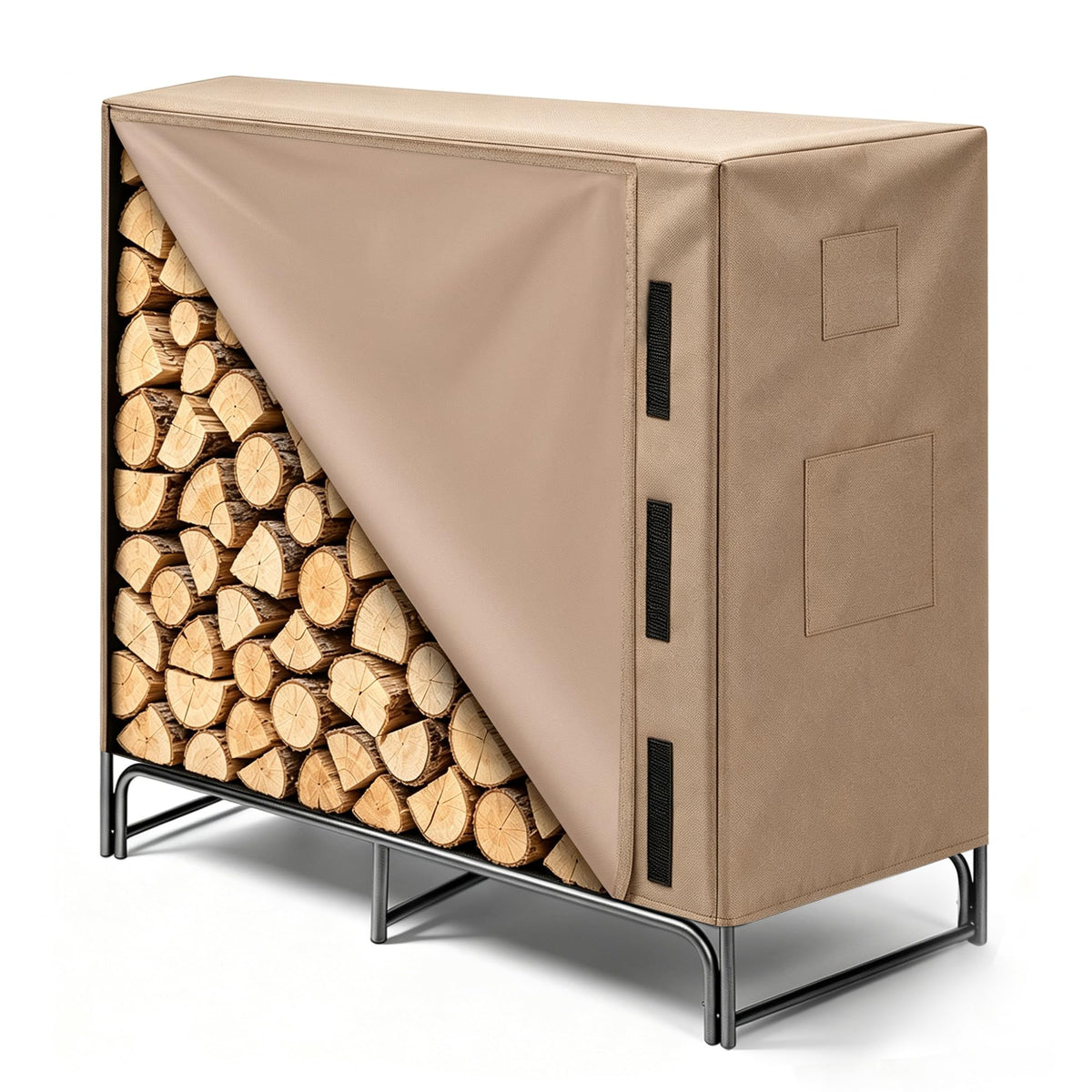 4FT Heavy Duty Firewood Rack with Cover, Log Holder Set - Image 1