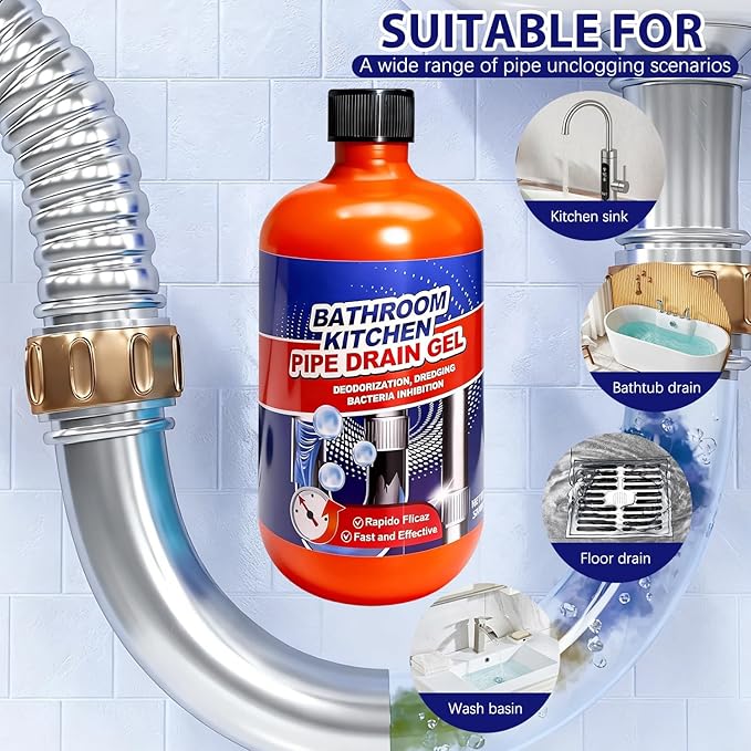 Pipeline Dredging Agent, Pipe Dredge Drain Cleaner, Powerful Liquid Drain Opener & Toilet Clog Remover and Cleaner for Shower Pipes or Sink Drains, 500ml