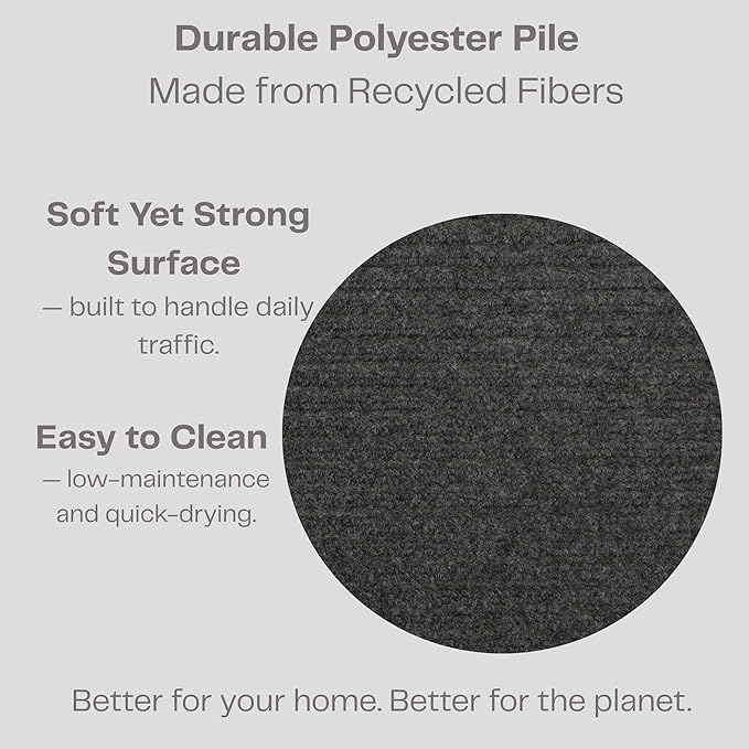 iCustomRug Ribbed Entryway Door Mat – 3'x9' Brown, Indoor/Outdoor, Non-Slip TPR Rubber Backing, Low-Profile All-Weather Carpet, Non-Shedding & Easy Care, Utility Rug Ideal for High Traffic Areas