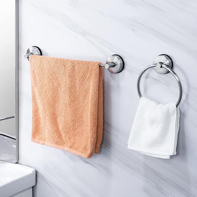 JOMOLA Towel Bar Suction Hand Towel Rack for Bathroom Stainless Steel Kitchen Towel Rail Holder Storage Hanger No Drilling Towel Bar Brushed Finish,22 inches