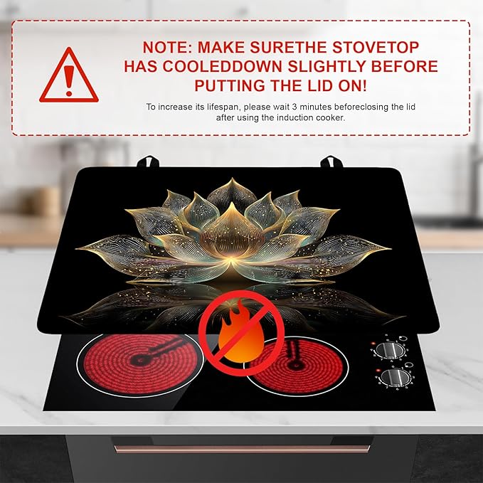 Stove Top Cover for Home Decoration Kitchen Pad Washable Cooktop Covers Countertop Stove Protector Mat for Home Kitchen Cooktops (lotus, 28"x20")