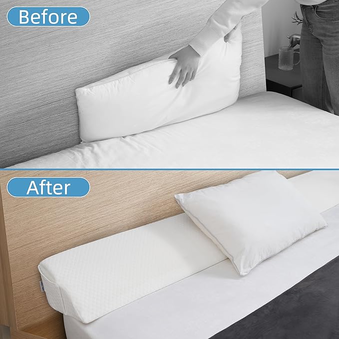 HABUTWAY Twin Size Bed Wedge Pillow for Headboard, Bed Gap Filler(0-8"), Memory Foam Mattress Wedge Pillow Triangle Bloster for Sleeping, Close The Gap Between Headboard and Mattress Space Filler