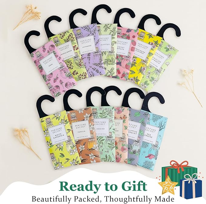 ROSE COTTAGE Large 12 Packs Baby Powder Hanging Closet Air Freshener Scented Sachets Long Lasting Smell Goods