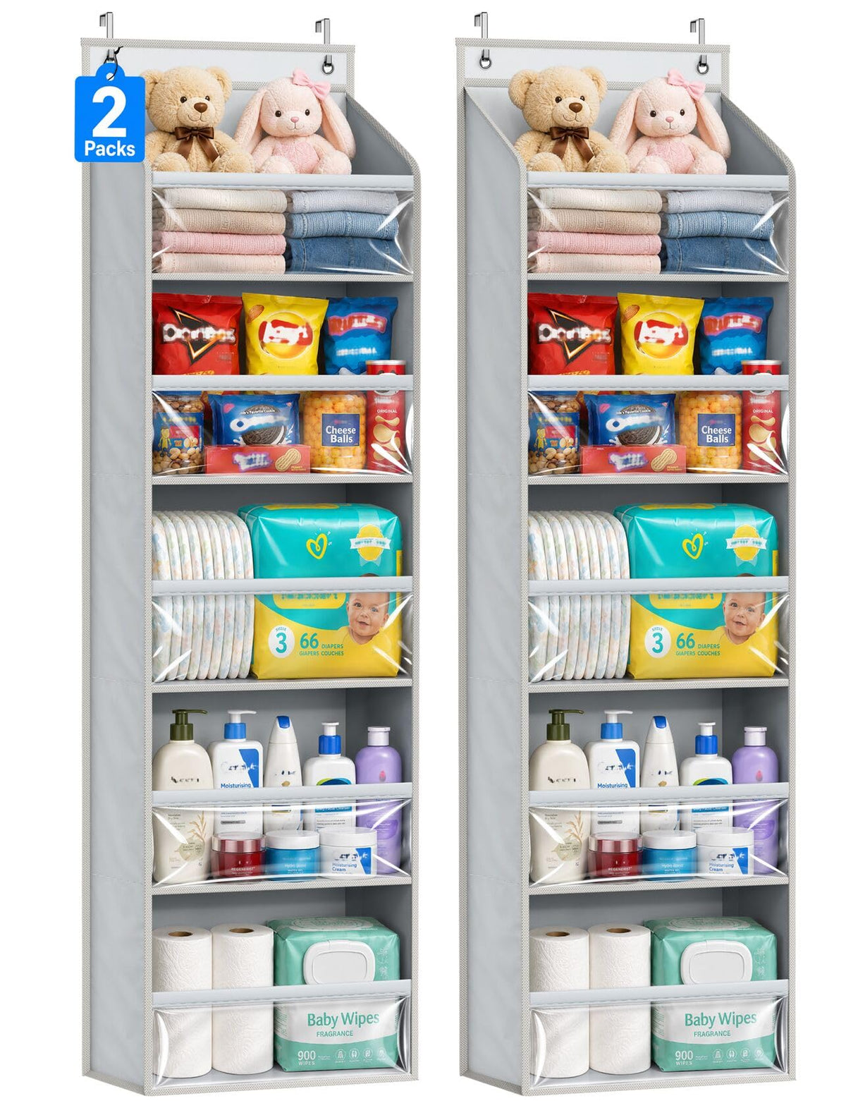 2 Pack Over the Door Organizer, Large Capacity Closet Door - Image 1