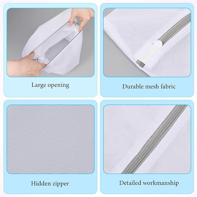 4PCS Laundry Mesh bag with Zips, 30x40cm Laundry Bags for Delicates, Mesh Laundrys Bags for Washing Machine, for Clothes, Socks, Underwear, Pants