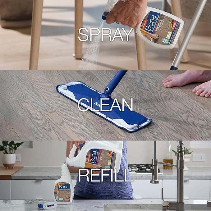 Bona Hardwood Floor Cleaner Spray - 32 fl oz - Cedar Wood Scent - Refillable - Residue-Free Floor Cleaning Solution for Wood Floors (Pack of 2)