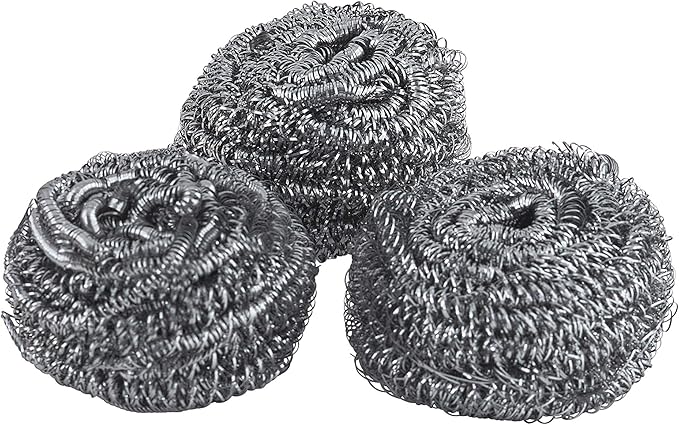 Superio Stainless Steel Scourers Steel Wool Scrubber Pad Used for Dishes, Pots, Pans, Grill, Stoves, and Ovens, Easy scouring for Tough Kitchen Cleaning (3)