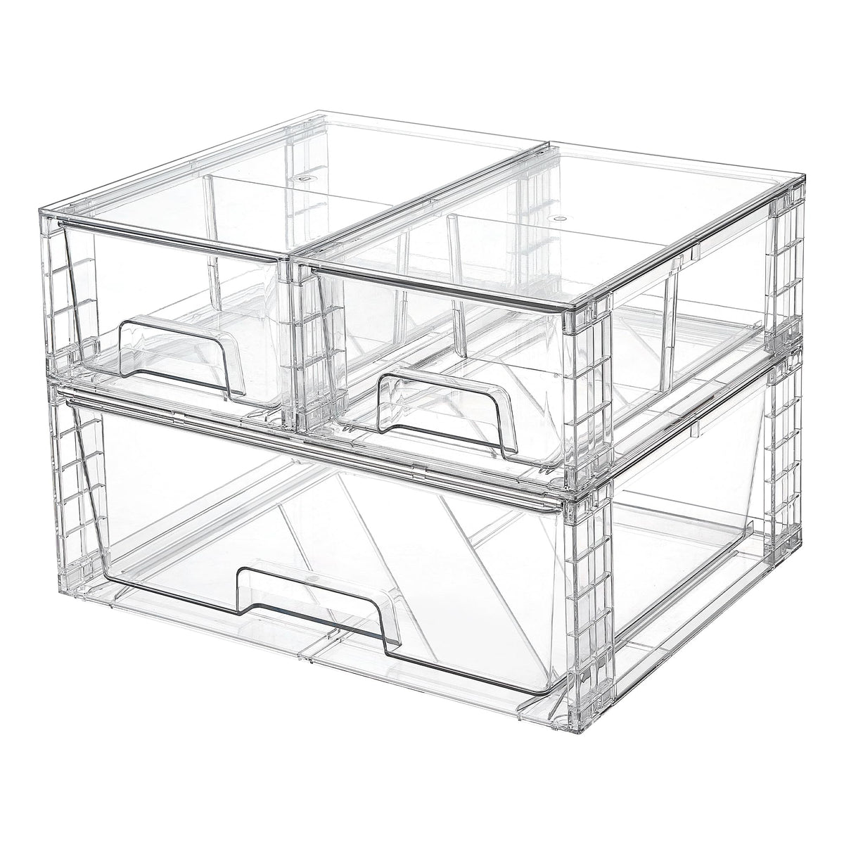 Vtopmart Clear Stackable Storage Drawers, 3 Pack Wide Organizer - Image 1
