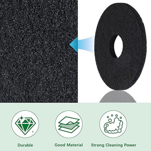 437.071 Floor Scrubber Pads, 12" Diameter Black – Commercial Floor Scrubber Pads for Oreck ORB550MC Orbiter Floor Machine (2, Black, 12 in)