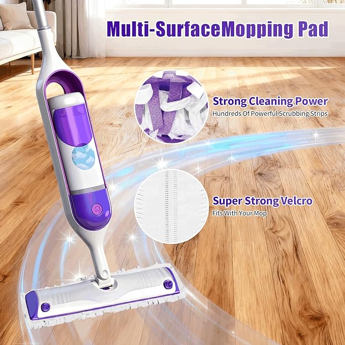 40 Pack Disposable Mopping Pads Refills for Swiffer PowerMop Multi-Surface & Wood Mops, Spray Clean Pads Replacement for Floor Cleaning（Purple Without Handle）