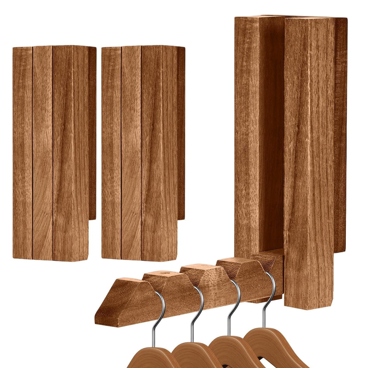 2 Pack Clothes Drying Rack Wall Mounted,Space Saver Wood - Image 1