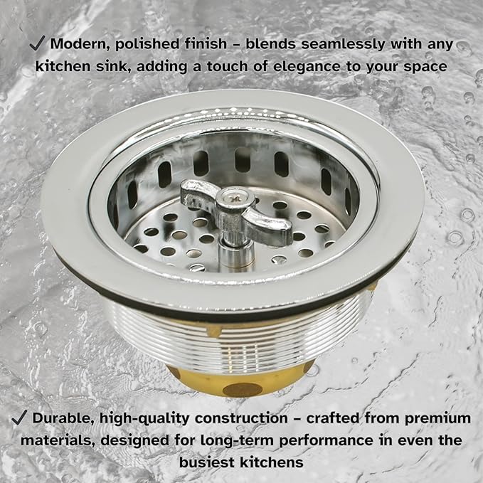Westbrass R213-05 Wing Nut Style Large Kitchen Basket Strainer, Polished Nickel