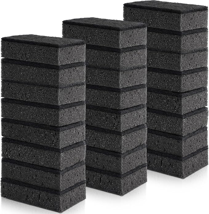 Tioncy 24 Pcs Black Kitchen Sponge Non-Scratch Scrub Washing Dishes Sponge Bulk Multi Use Dual Sided Scrub for Kitchen Bathroom, Household Cleaning