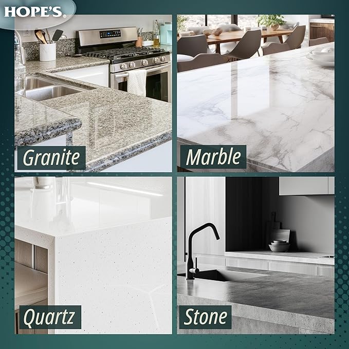 HOPE'S Perfect Granite & Marble Countertop Cleaner, Stain Remover and Polish, Streak-Free, Ammonia-Free, 22 Ounce, 12 Pack