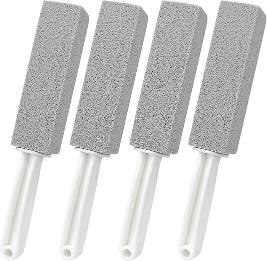 ddLUCK 4 Pack Pumice Cleaning Stone with Handle, Toilet Bowl Cleaner Toilet Brush with Non-Slip Long Plastic Handle for Kitchen/Bath/Pool/Household Cleaning