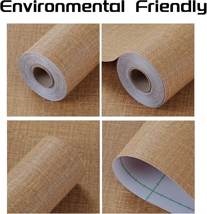 Peel and Stick Wallpaper Orange Grass Cloth Wall Paper - 15.7 x 200 Inch Self Adhesive Wallpaper Peel and Stick, Easy to Paste Wall Contact Paper for Stand Liner, Table and Door Makeover Decor