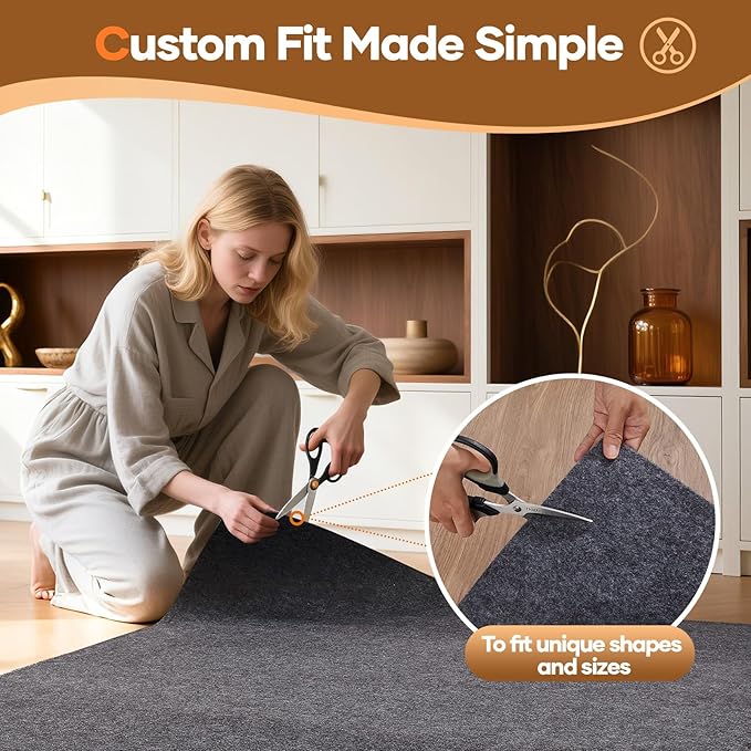 Veken Non Slip Cushioned Rug Pad Gripper 5 x 7 Ft, Felt and Silicone Backing, 1/8 inch Thick Carpet Liner for Hardwood Floors and Finishes, Under Area Rugs Anti Skid Mat, Keep Rugs Safe and in Place