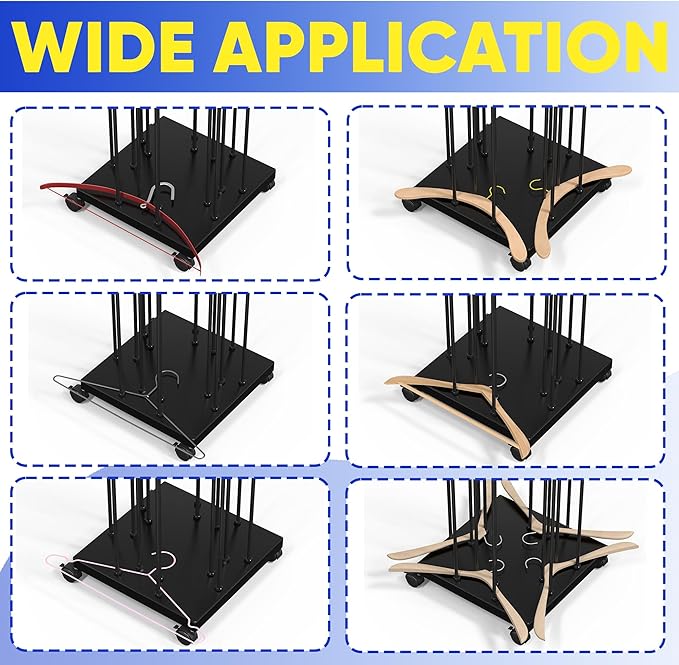 AIWFL 4 Side Storage Hanger Stacker Cart, Hanger Organizer Stacker with 4 Wheels, Clothes Hangers Storage Rack, 4 in 1 Rack Stand for Laundry Room, Shopping Mall, Specialty Store