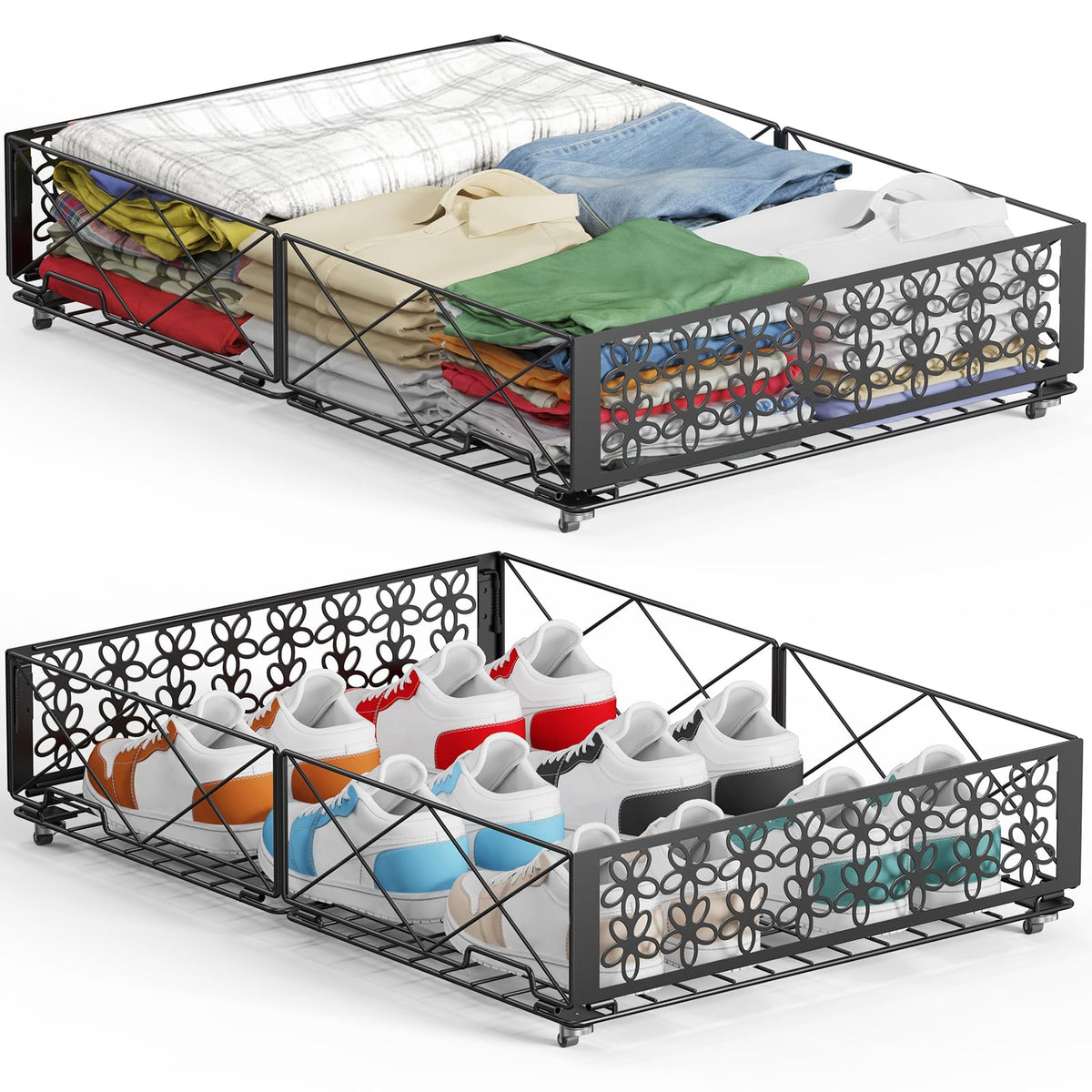 Under Bed Storage with Wheels, Rollable Under Bed Storage - Image 1