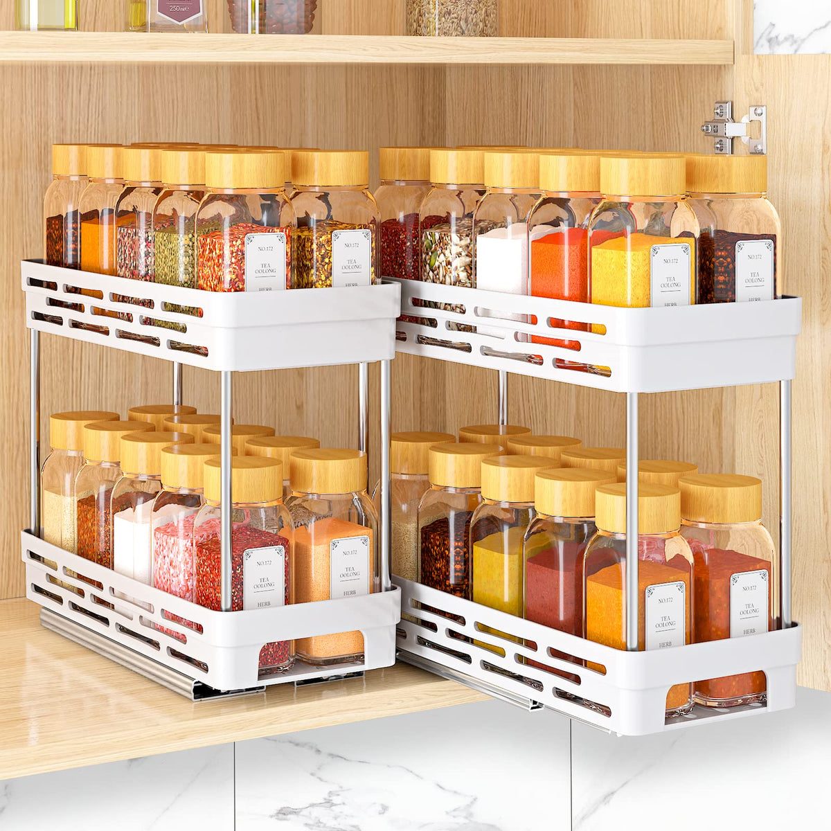 Pull Out Spice Rack Organizer for Cabinet, 2 Pack Slide Out Spice - Image 1