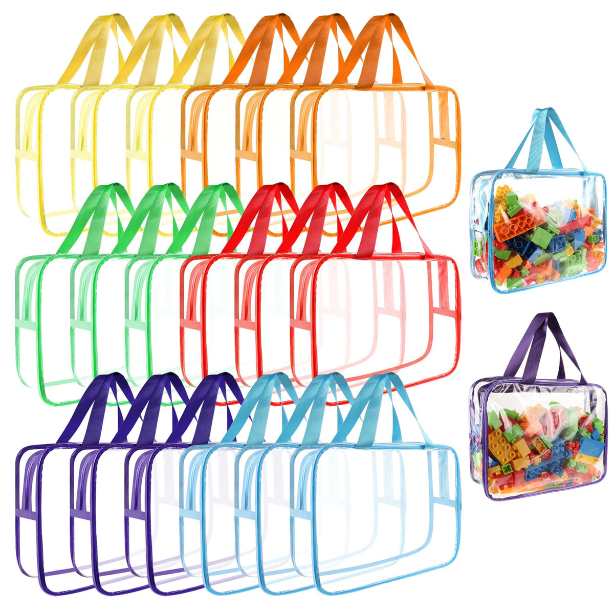 18 Packs Large Toy Storage Bags with Labels, 6 Colors - Image 1