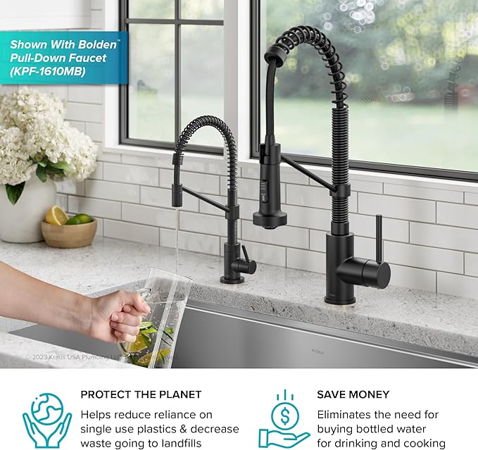 KRAUS Bolden Single Handle Drinking Water Filter Faucet for Reverse Osmosis or Water Filtration System in Matte Black, FF-104MB