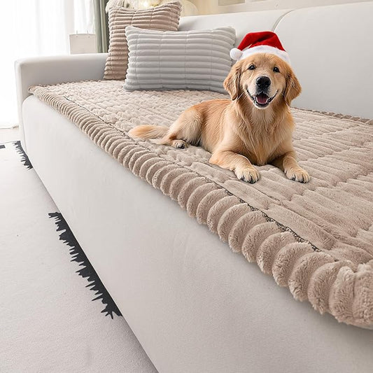 Couch Cover for Dogs Washable,Non Slip Fuzzy Durable Couch Covers for 3 Cushion Sofa Pet Friendly Sofa Cover Dog Thick Soft Slipcovers Protector Couches Mat Bed (Brown, 27.6" x 70.9"/70 x 180cm)