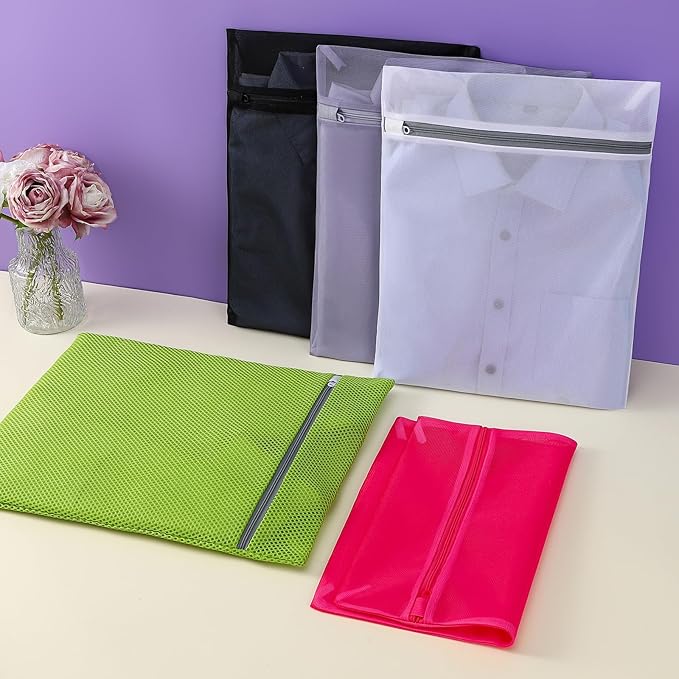 4 pack Mesh Laundry Bags,Mesh Wash Bags,Lingerie Bags for Washing Delicates,12 x 16 Inches lingerie bags for Laundry, Travel Storage Organize Bag for Cotton Clothes,Sheet, Shoes(BLACK)