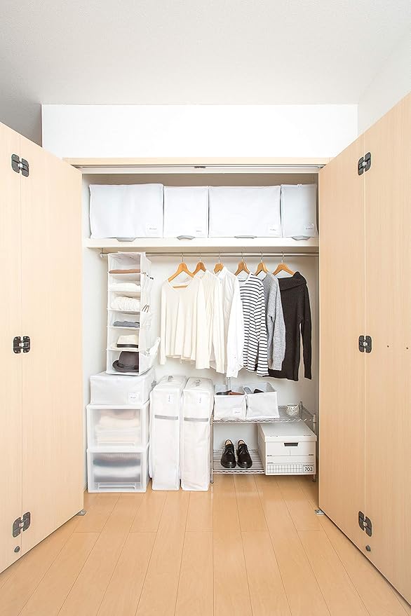Towa Sangyo 85694 MSC 2-Way Storage Bag, Closet, For Clothes and Accessories, White, 16.1 x 7.1 x 2.0 inches (41 x 18 x 5 cm)