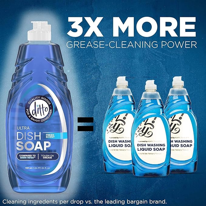 Ditto Ultra Dish Soap (Ultra) 48 fl Oz - 2 Pack - Extra Tough On Grease & Stains