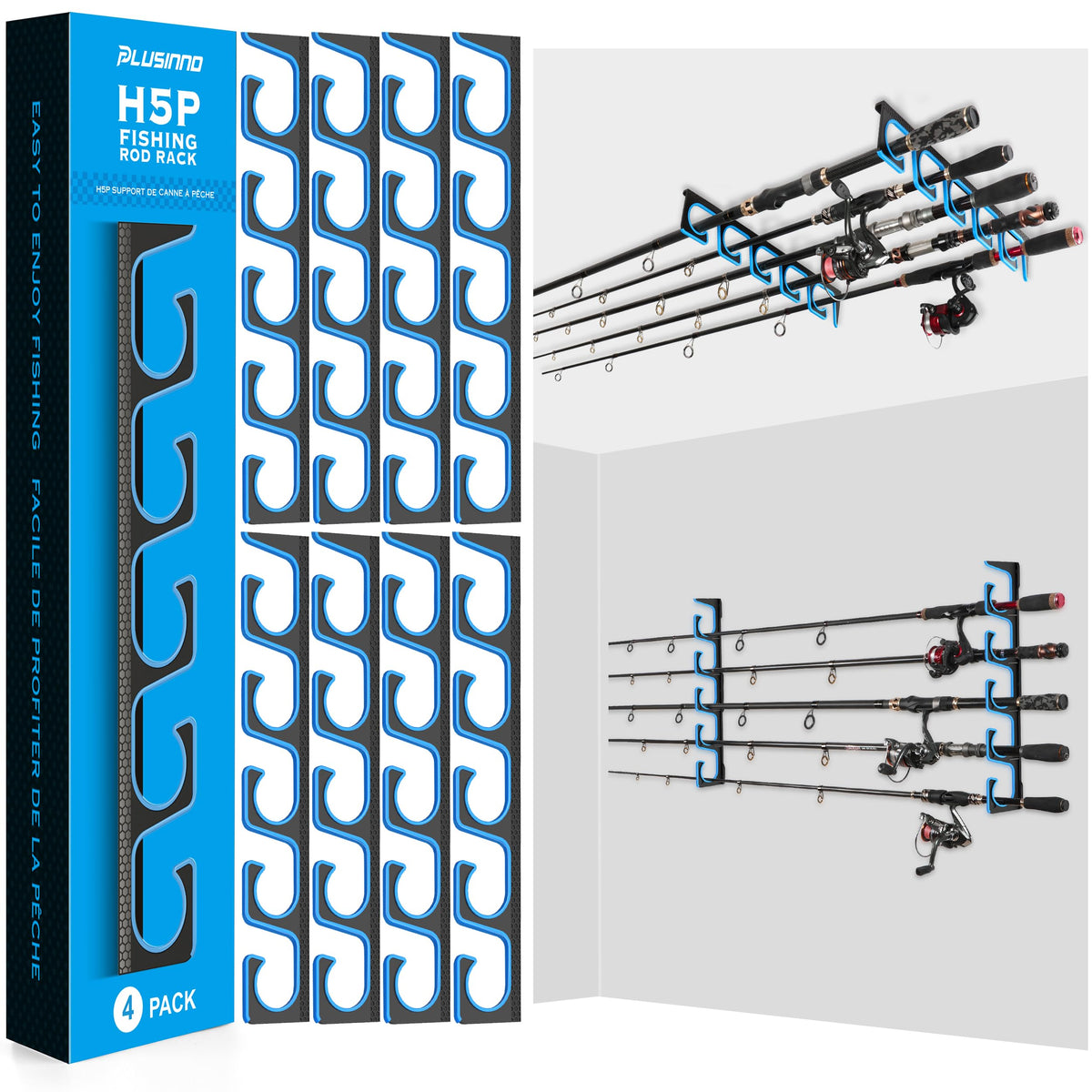 PLUSINNO H5P Fishing Rod Holders for Garage Wall/Ceiling - Image 1