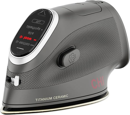 CHI Mini Steam Iron for Clothes, Sewing, Crafting and Travel with Titanium Infused Ceramic Soleplate, 1000 Watts, XL 10’ Cord, 3-Way Auto Shutoff, Portable, Vacation Essentials, Black (13120)