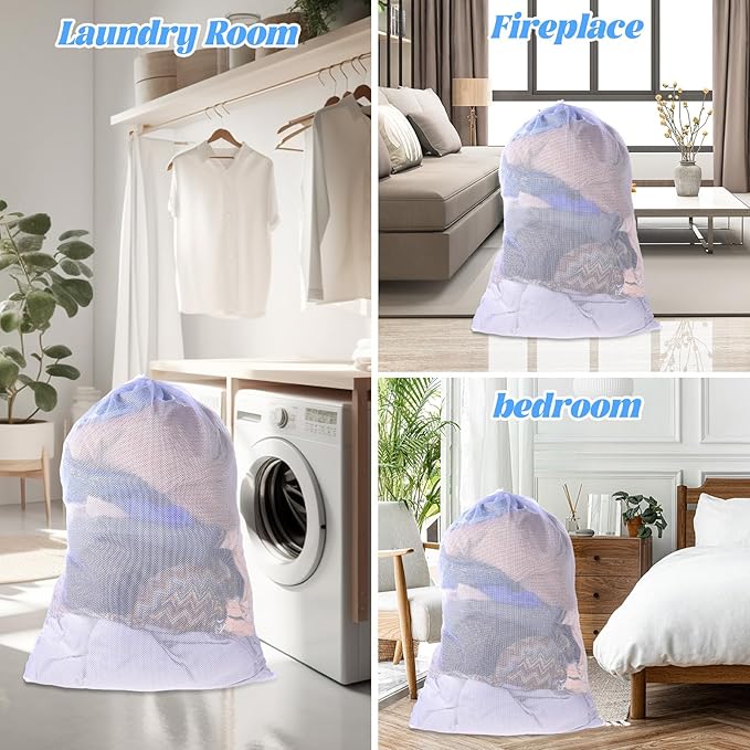 Mesh Laundry Bags, 23"x 34" Extra Large Travel Laundry Bags Heavy Duty, Washable Mesh Net Bag for Laundrys, Dorm, Hamper