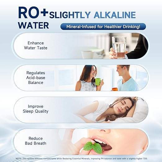 AQUALTRA USF-4RF-100 100 GPD Alkaline Reverse Osmosis System 3: 1 Pure to Drain Under Sink Water Filtration System with Dedicated Faucet