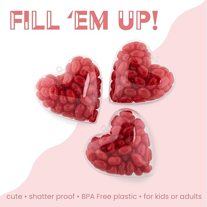 Hammont Heart Shaped Acrylic Candy Boxes - 12 Pack - 2.51"x2.08"x1.18"- Perfect for Weddings, Birthdays, Party Favors and Gifts | Designer Cute Clear Lucite Plastic Treat Containers