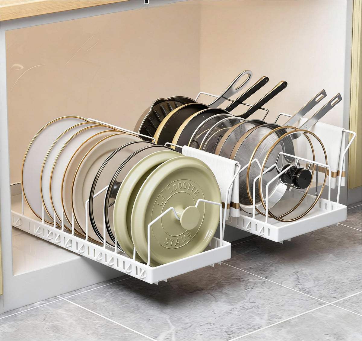 DTUQYX Pots and Pans Organizer Under Cabinet - 2 Pack Pull Out - Image 1
