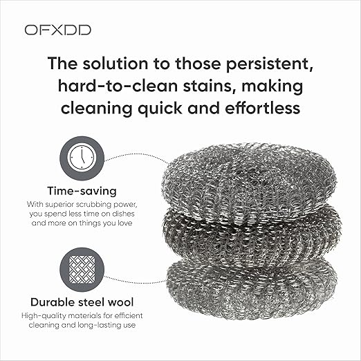 Wire Stainless Steel Sponge Metal Brush - Pack of 8 - Metal Wool Scrubbing Pads for Dish Cleaning Scrabbers for Pot