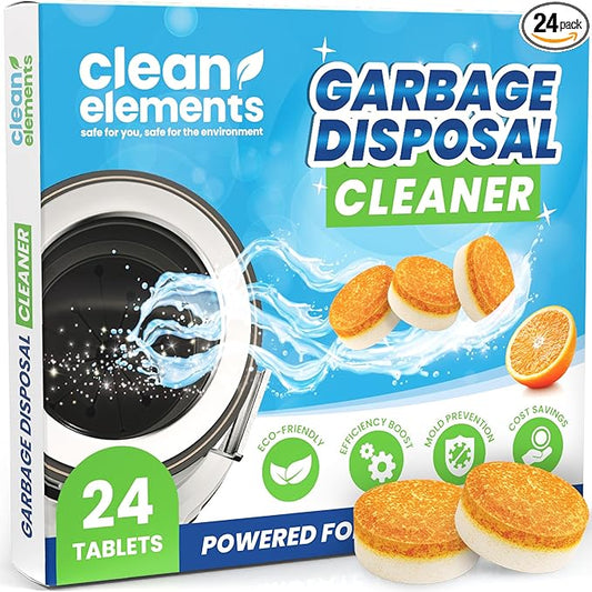Garbage Disposal Cleaner Deodorizer Tablets – 24 Pack XL Foaming Citrus Cleaning Tablet - Sink Drain Disposer Garburator Freshener Odor Eliminator Grease Remover Septic Safe - 1 Year Supply