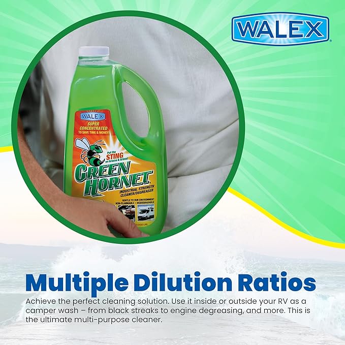 Walex Green Hornet Heavy Duty Degreaser Cleaner Multi-Purpose for Car, Home, RV Awning, Shower, Rubber Roof, Black Streak Remover, GH64OZ, 64 oz.