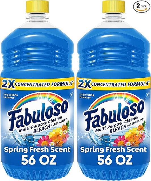 Fabuloso Multi-Purpose Cleaner, 2X Concentrated Formula, Spring Fresh Scent, 56 oz (Pack of 2)