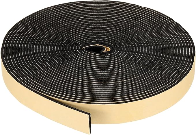 PATIKIL Foam Insulation Tape, 1-3/16" W x 1/8" t x 32.8FT Self Adhesive Weather Stripping Door Seal Strip for Door Window Air Conditioning, Black