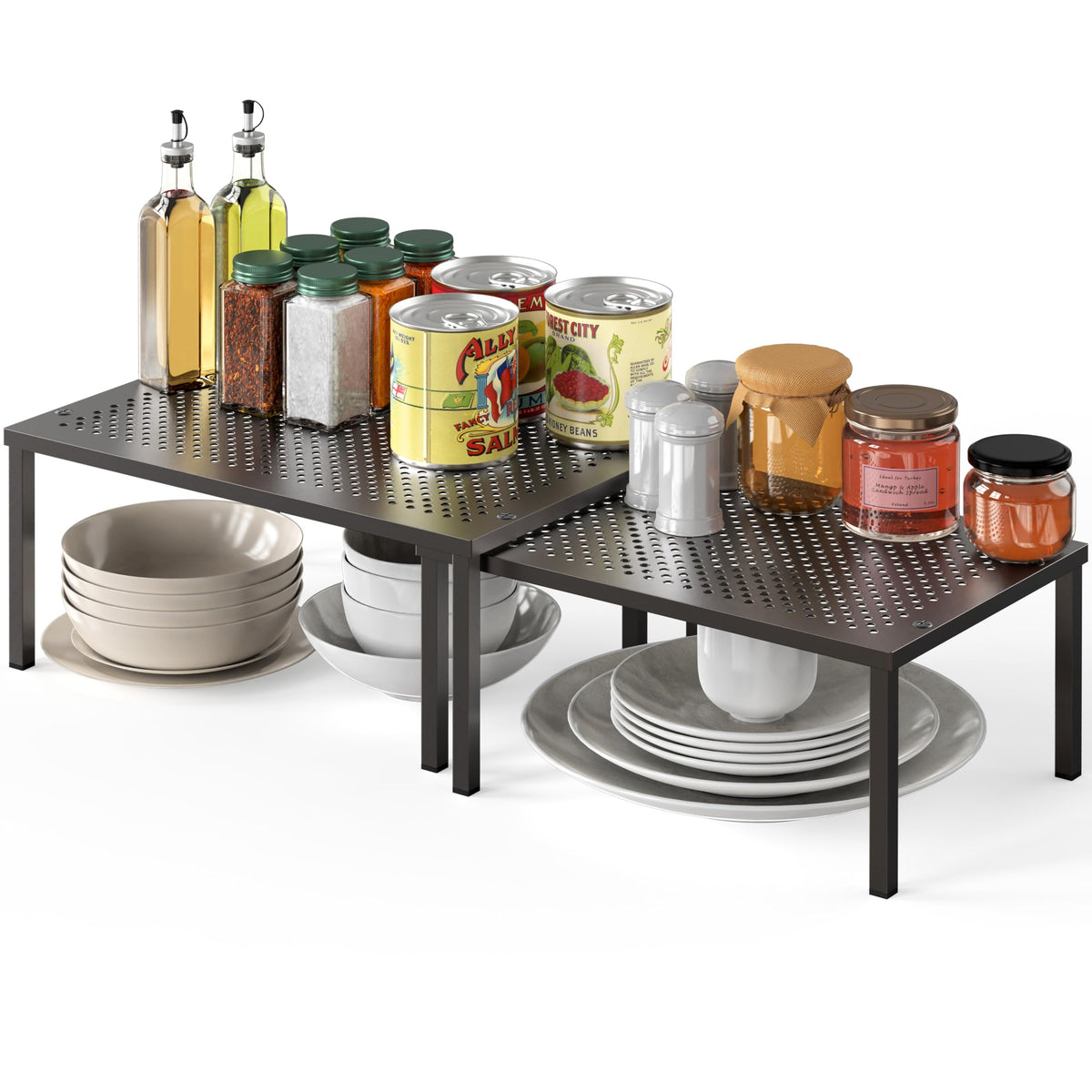 Simple Houseware Cabinet Counter Shelf Organizer w/Steel Surface - Image 1