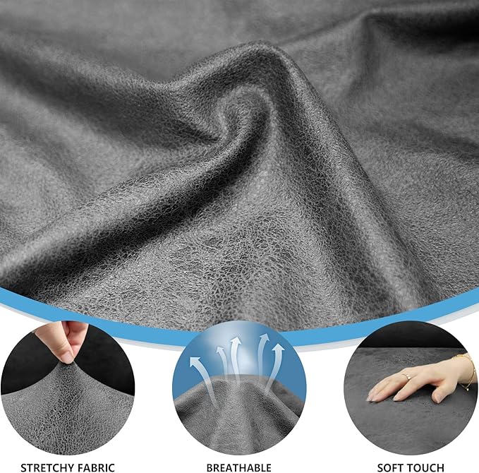 Couch Cover Leather Look 3 Seater Couch Sofa Cover 1-Piece Sofa Slipcover Stretch Furniture Protector with Elastic Bottom & Pockets(Sofa, Grey)