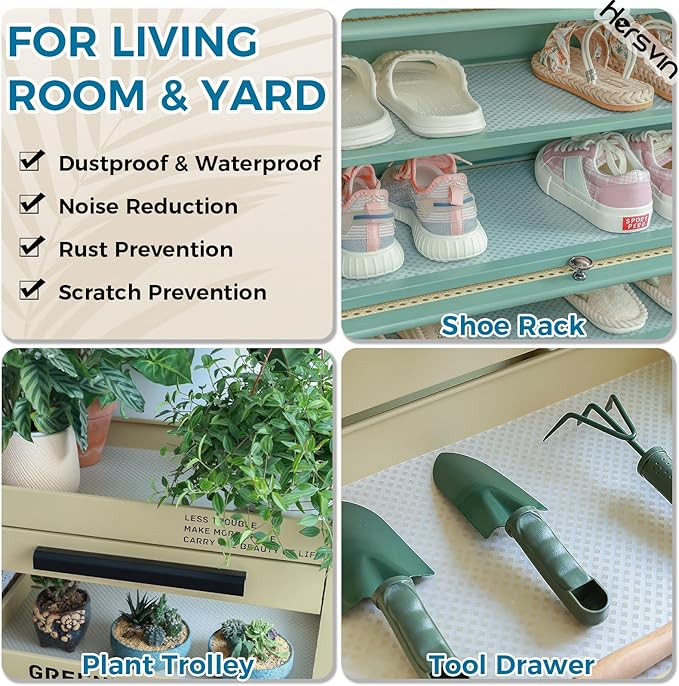 Hersvin Shelf Liners 24 in x 20 ft EVA Drawer Mats, Non-Adhesive Cupboard Protector, Kitchen Cabinet Lining Fridge Liner (Clear Crossed Stripe, 61x610cm)